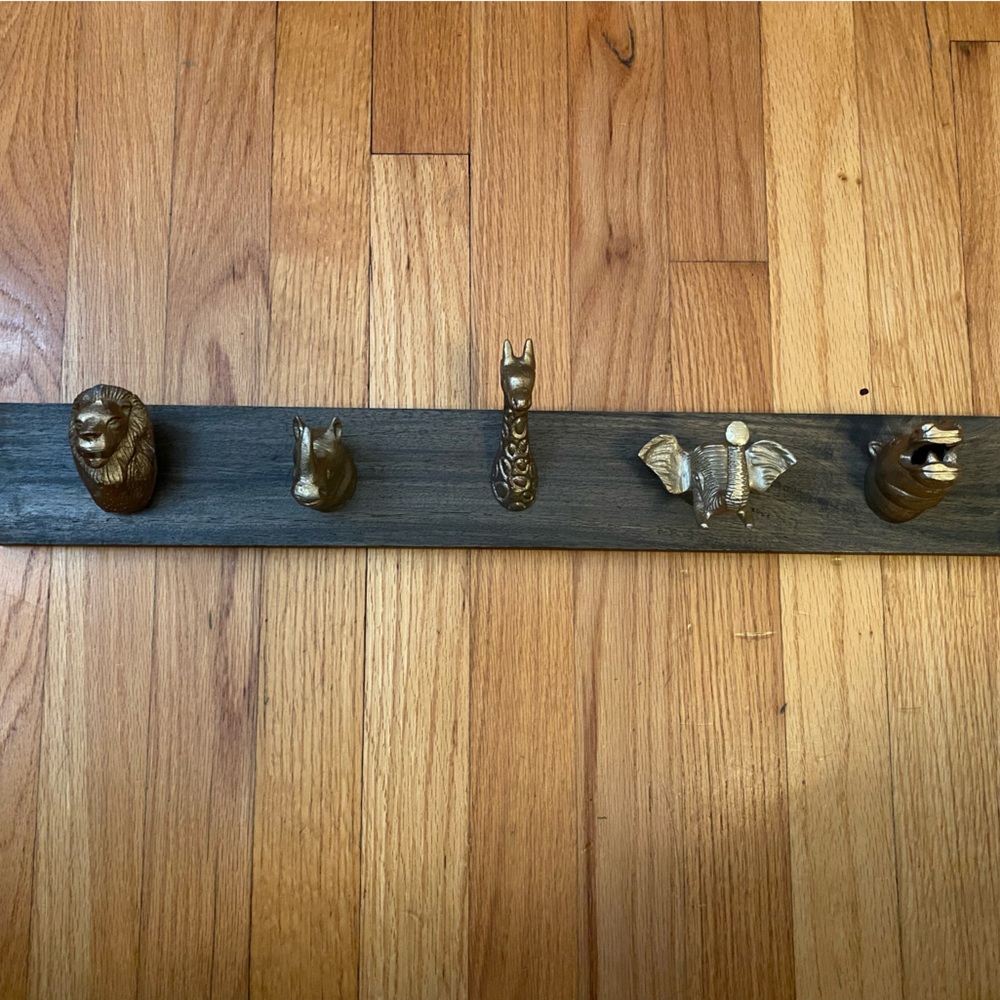 Cost Plus World Market Brass Animal Wall Hook Rack - Black and Gold
